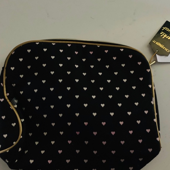 Black with White Hearts Makeup Bag - Picture 2 of 4